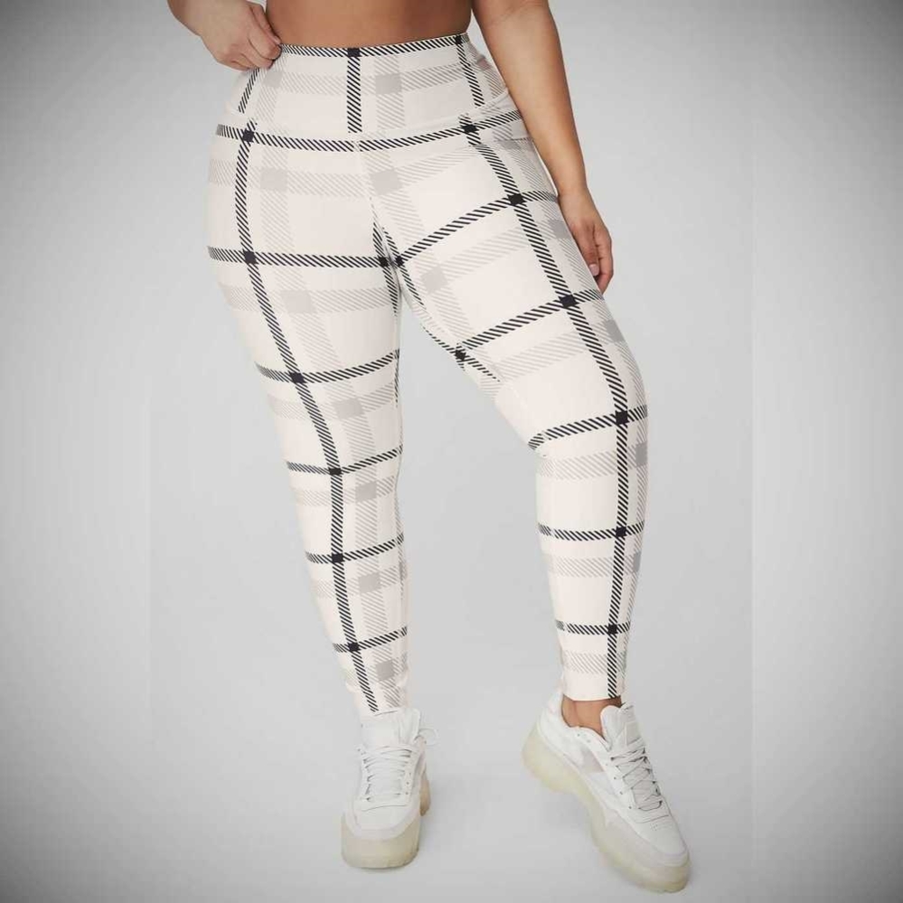 Alo Yoga Airlift High-Taille Magnified Plaid Leggings Damen Weiß Schwarz | MOQUGZ043