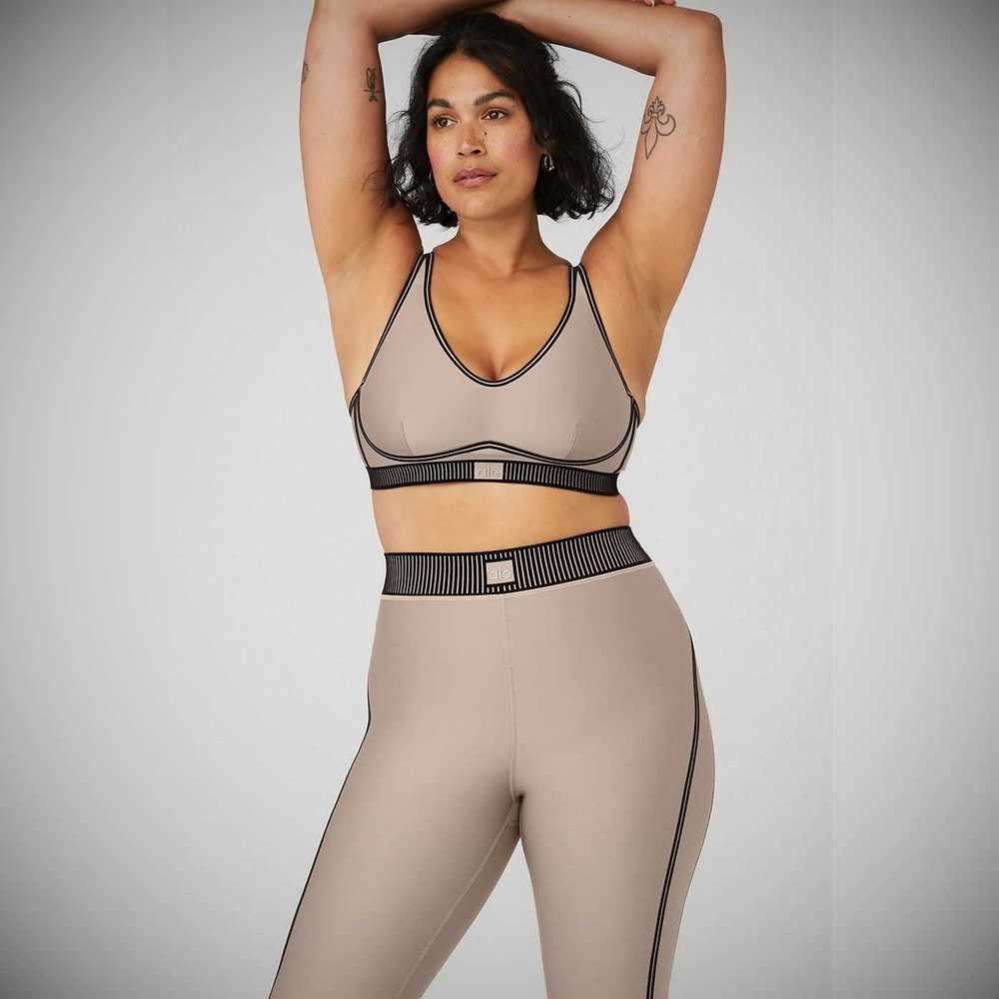 Alo Yoga Airlift Line Up BHs Damen Grau Braun | EQOASH267