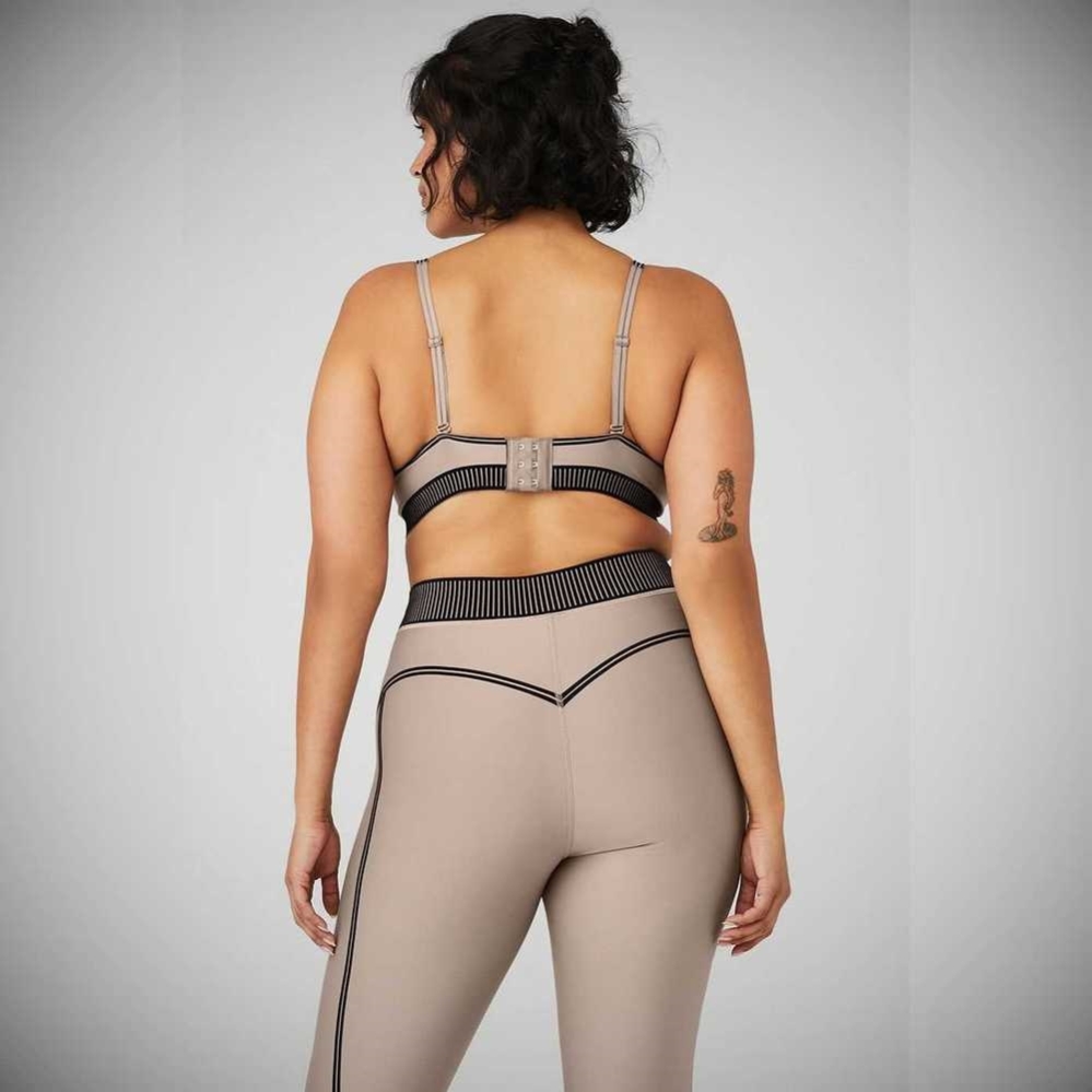 Alo Yoga Airlift Line Up BHs Damen Grau Braun | EQOASH267