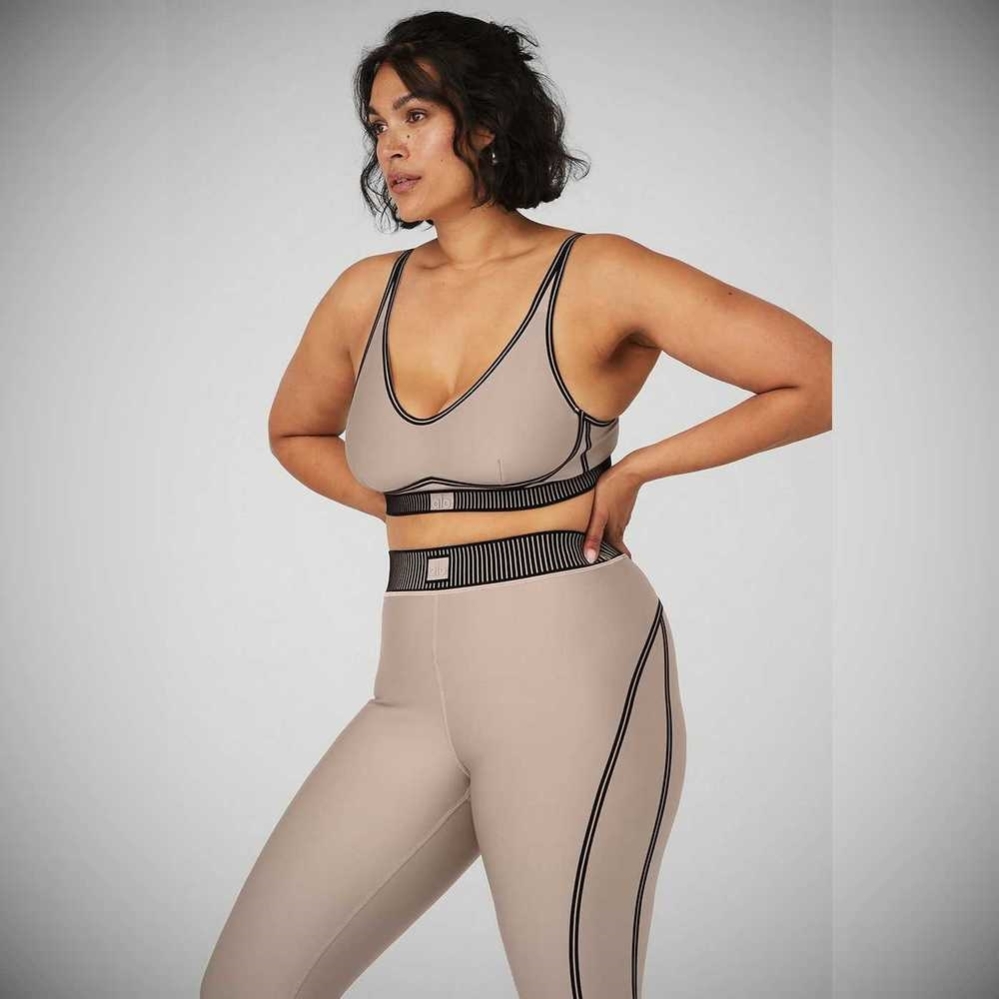 Alo Yoga Airlift Line Up BHs Damen Grau Braun | EQOASH267