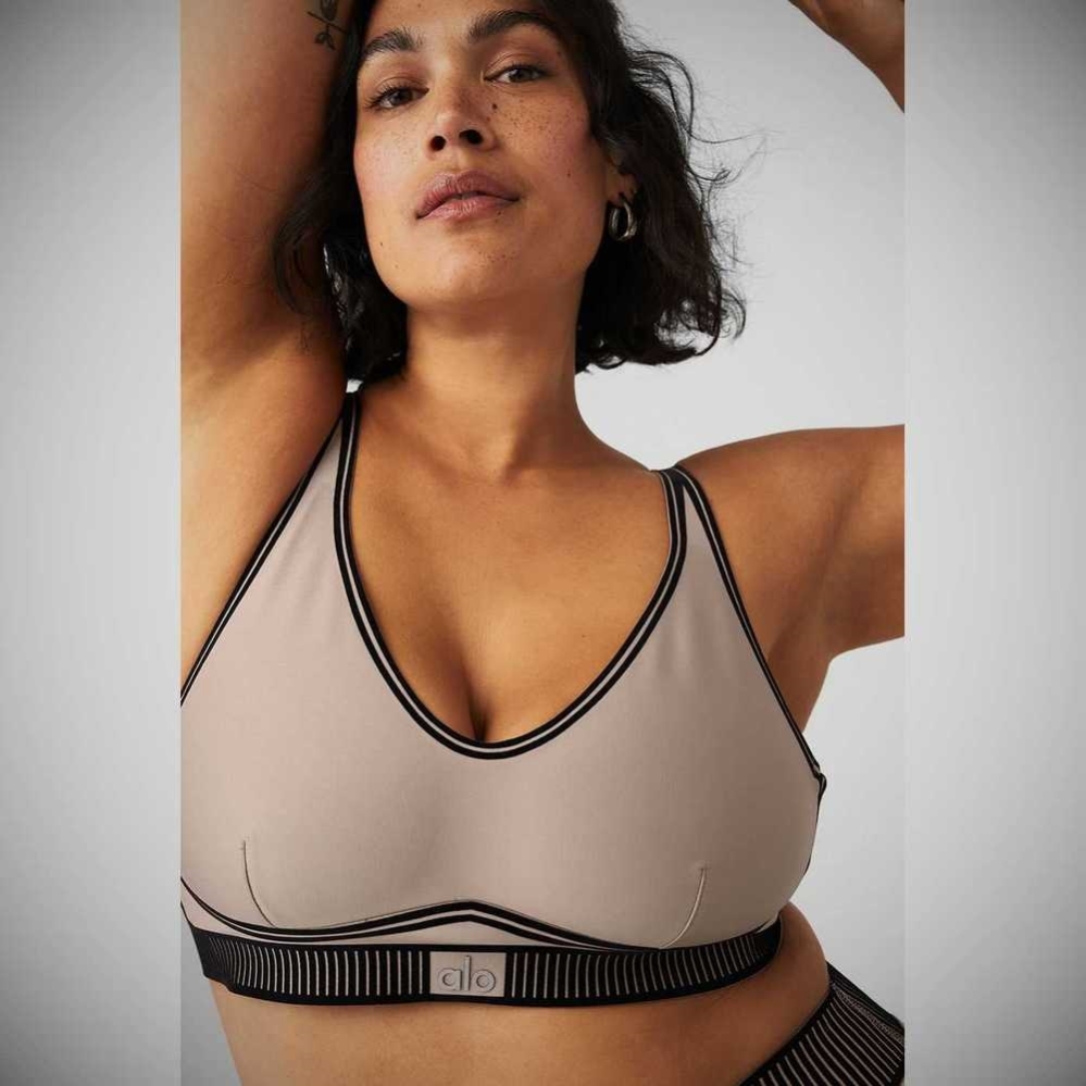 Alo Yoga Airlift Line Up BHs Damen Grau Braun | EQOASH267