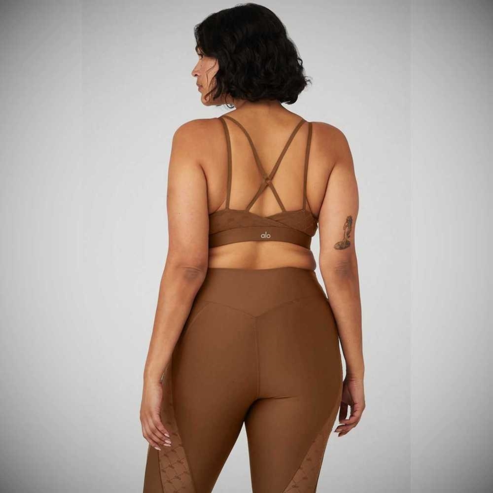 Alo Yoga Airlift Mesh Celeste BHs Damen Braun | ACRYVQ749