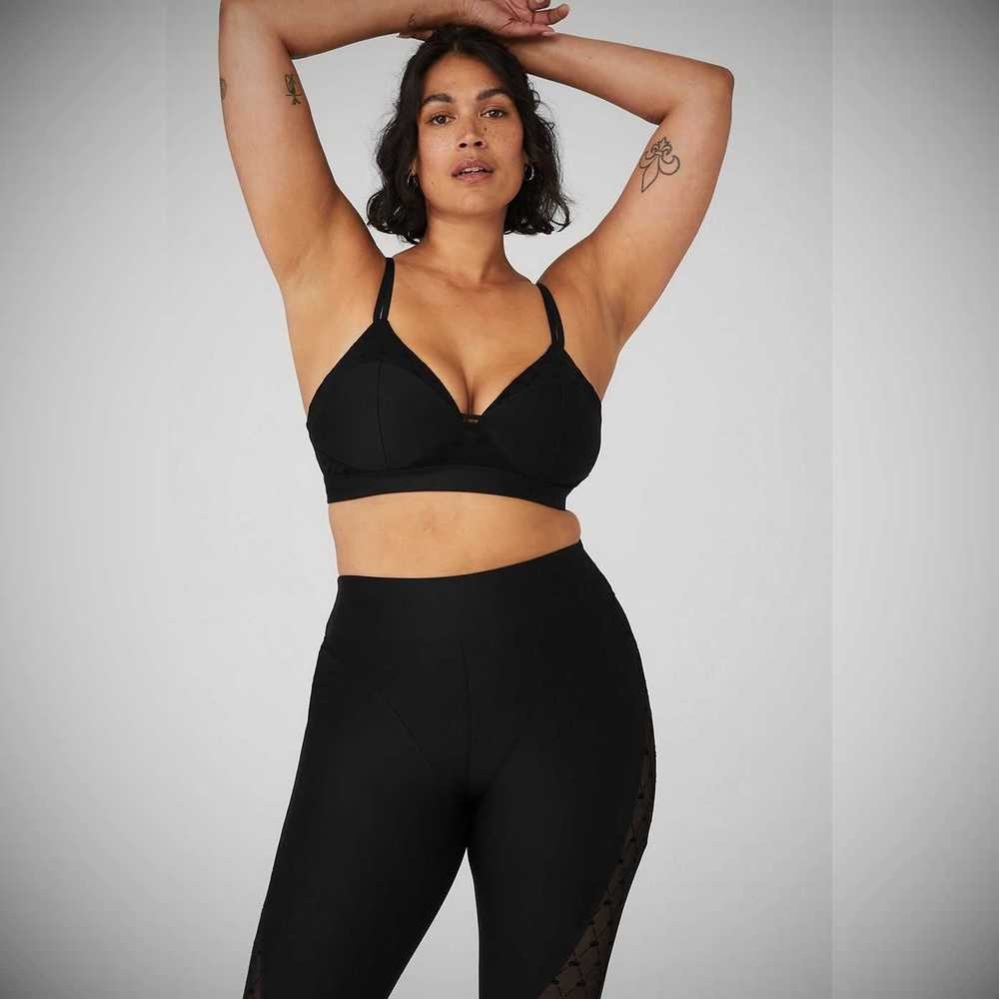 Alo Yoga Airlift Mesh Celeste BHs Damen Schwarz | KGLJTR065