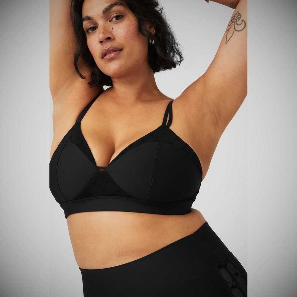 Alo Yoga Airlift Mesh Celeste BHs Damen Schwarz | KGLJTR065