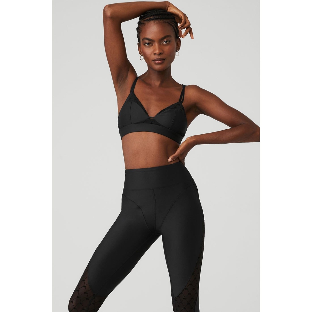 Alo Yoga Airlift Mesh Celeste BHs Damen Schwarz | KGLJTR065