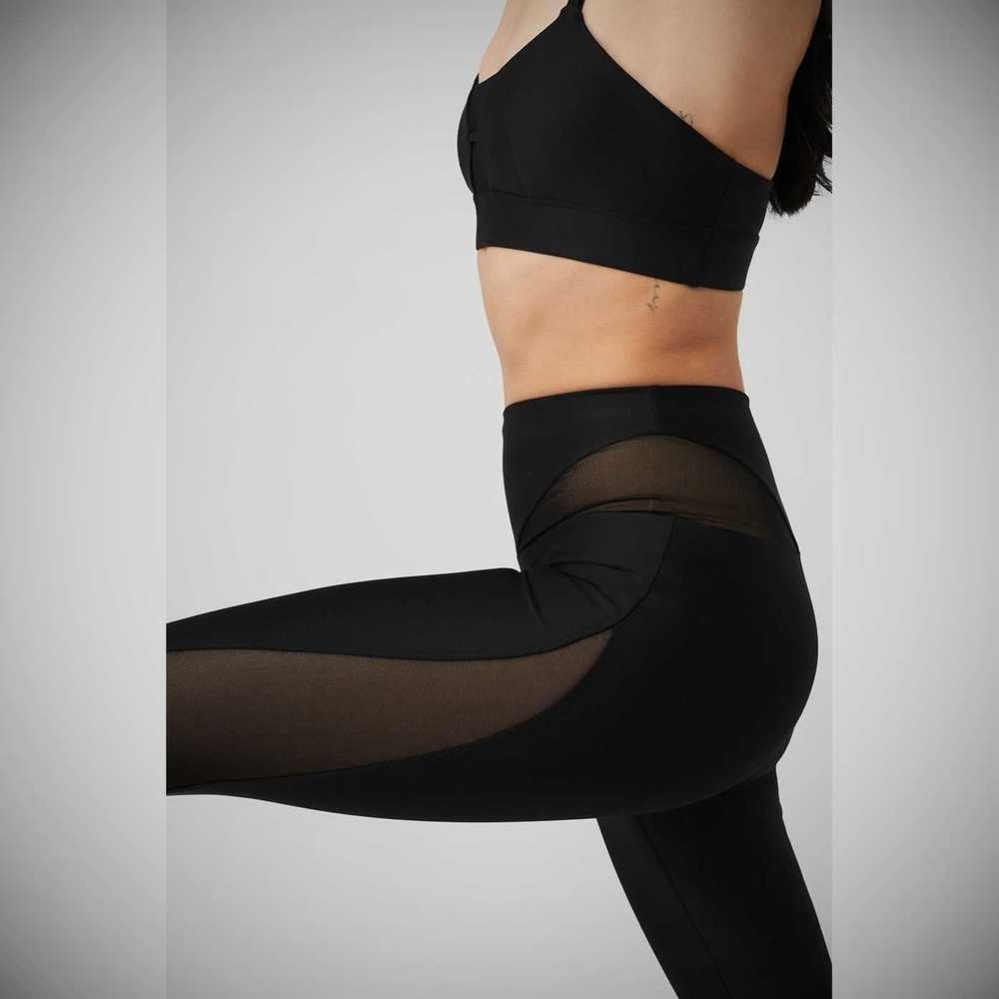 Alo Yoga Airlift Mesh High-Taille Allure Leggings Damen Schwarz | IVMAEO845