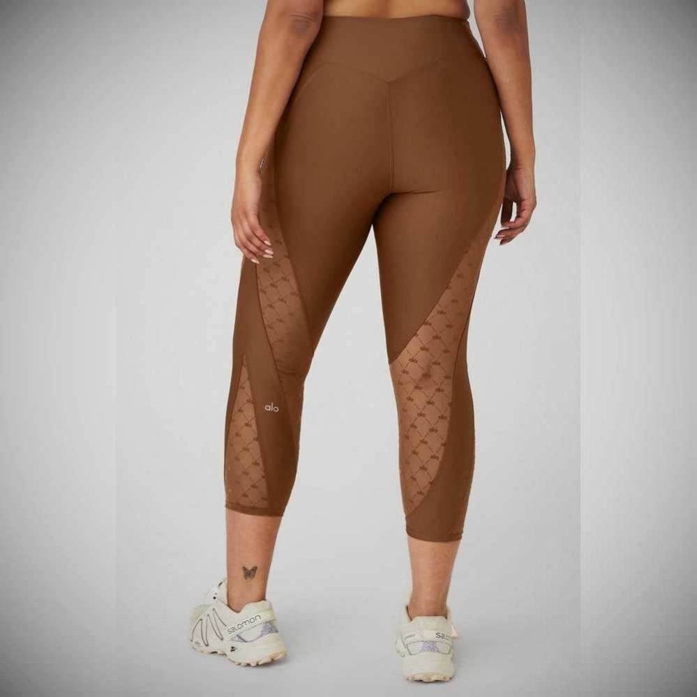 Alo Yoga Airlift Mesh High-Taille Celeste Caprihose Damen Braun | NFSACY241