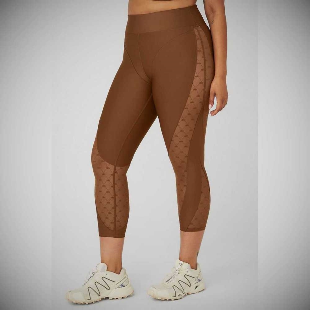 Alo Yoga Airlift Mesh High-Taille Celeste Caprihose Damen Braun | NFSACY241