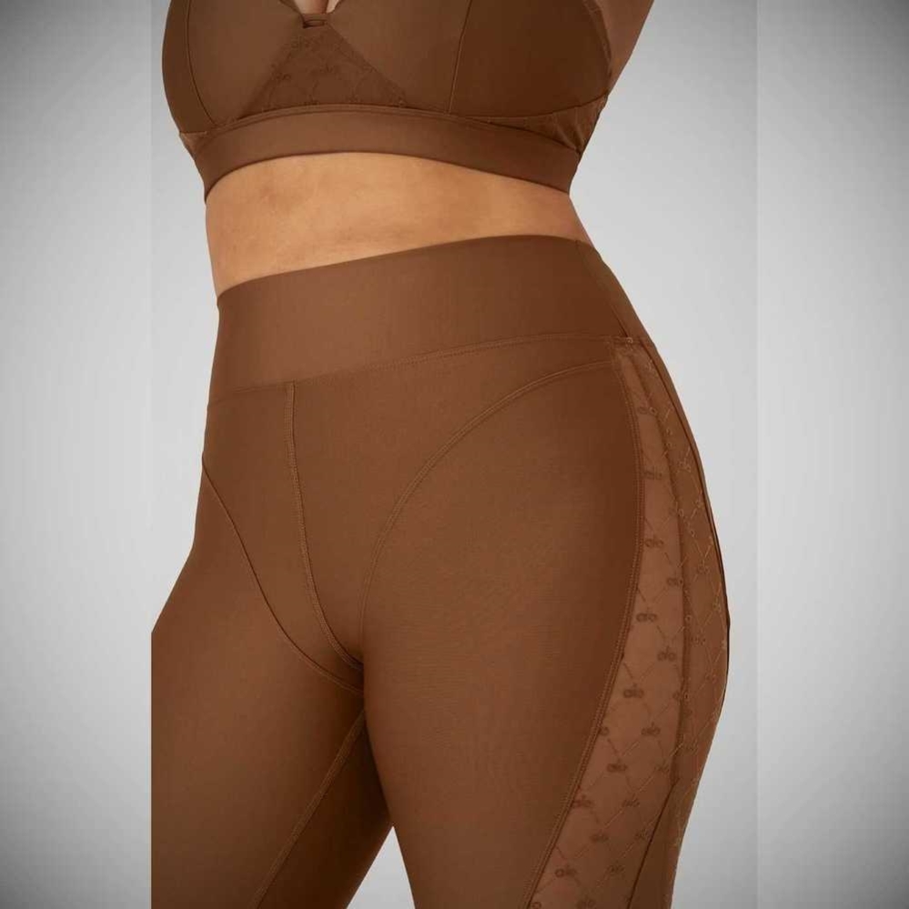 Alo Yoga Airlift Mesh High-Taille Celeste Caprihose Damen Braun | NFSACY241