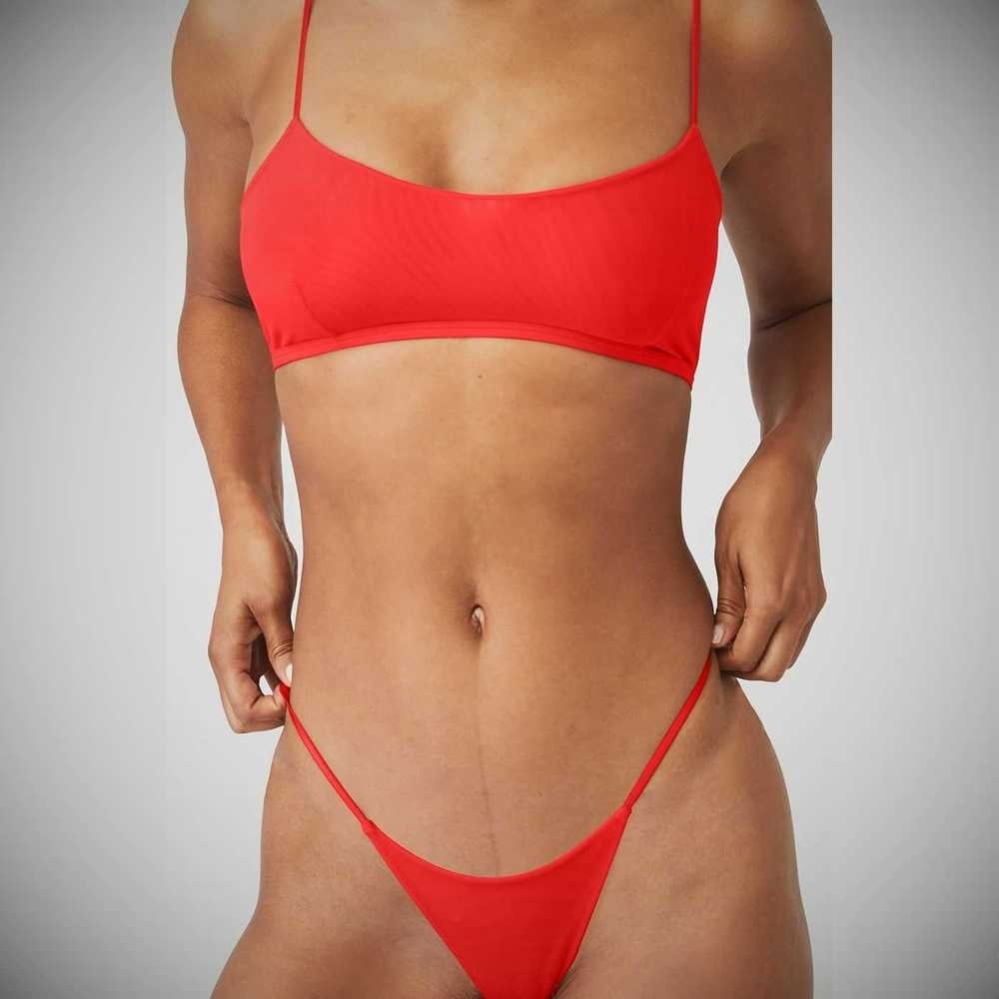 Alo Yoga Airmesh Venus Tanga Unterwäsche Damen Rot | ADLTBN960