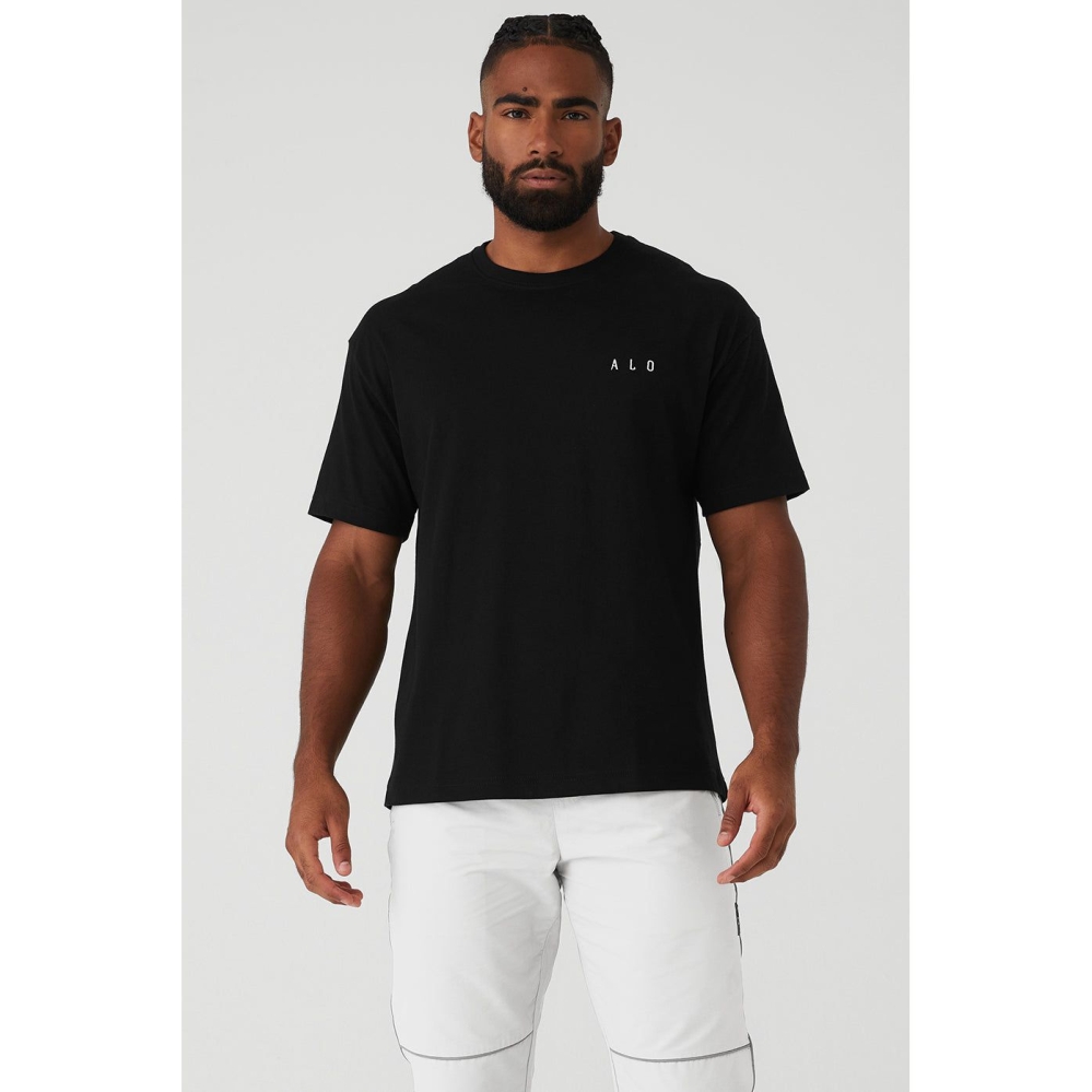 Alo Yoga Alo Maison Short Sleeve Herren Schwarz | COYFXU692