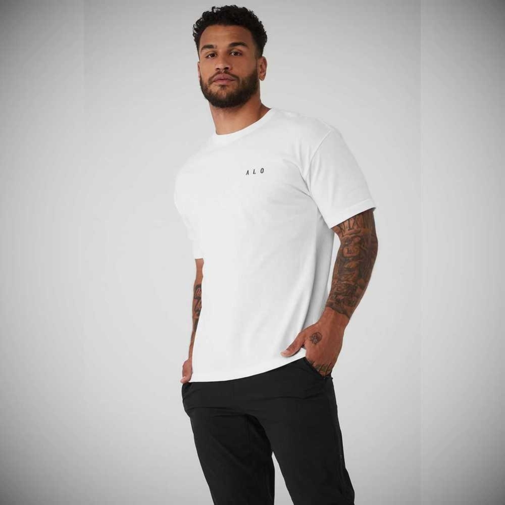 Alo Yoga Alo Maison Short Sleeve Herren Weiß | YFVOBE126