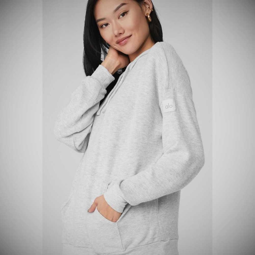 Alo Yoga Alolux Cozy Hoodie Damen Grau | KZOCGE506