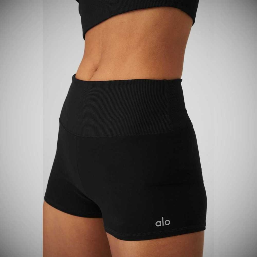 Alo Yoga Alosoft Aura Kurze Hose Damen Schwarz | RSCMKW875