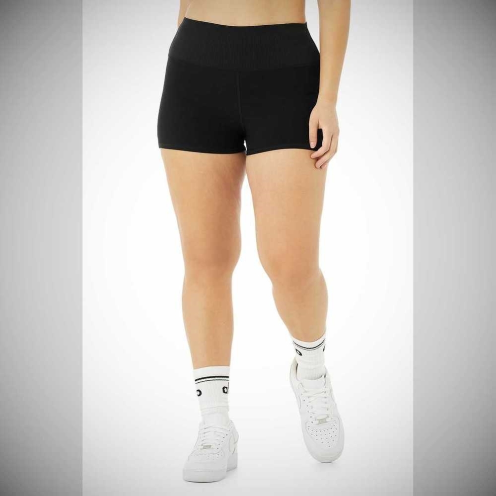 Alo Yoga Alosoft Aura Kurze Hose Damen Schwarz | RSCMKW875