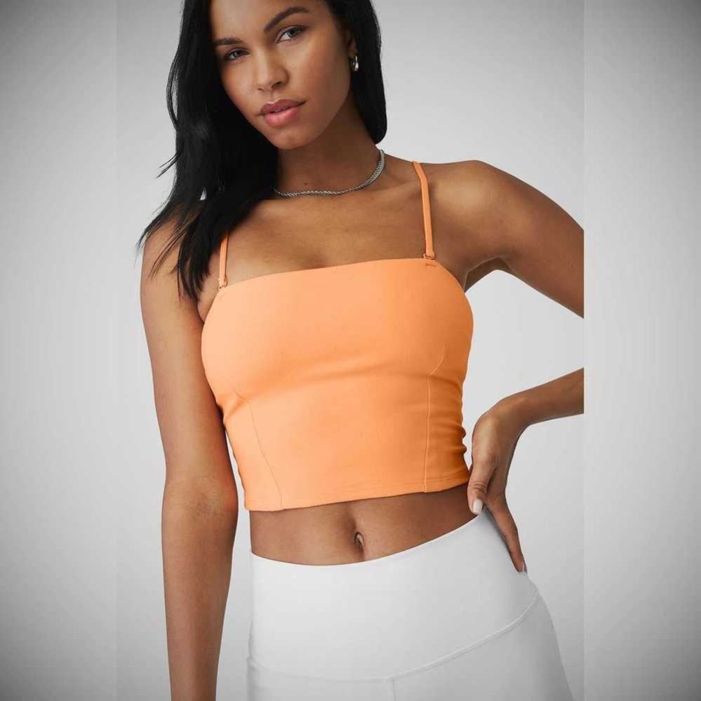 Alo Yoga Alosoft Convertible Sunkissed Bandeau Muskelshirt Damen Orange | GLSVUO706