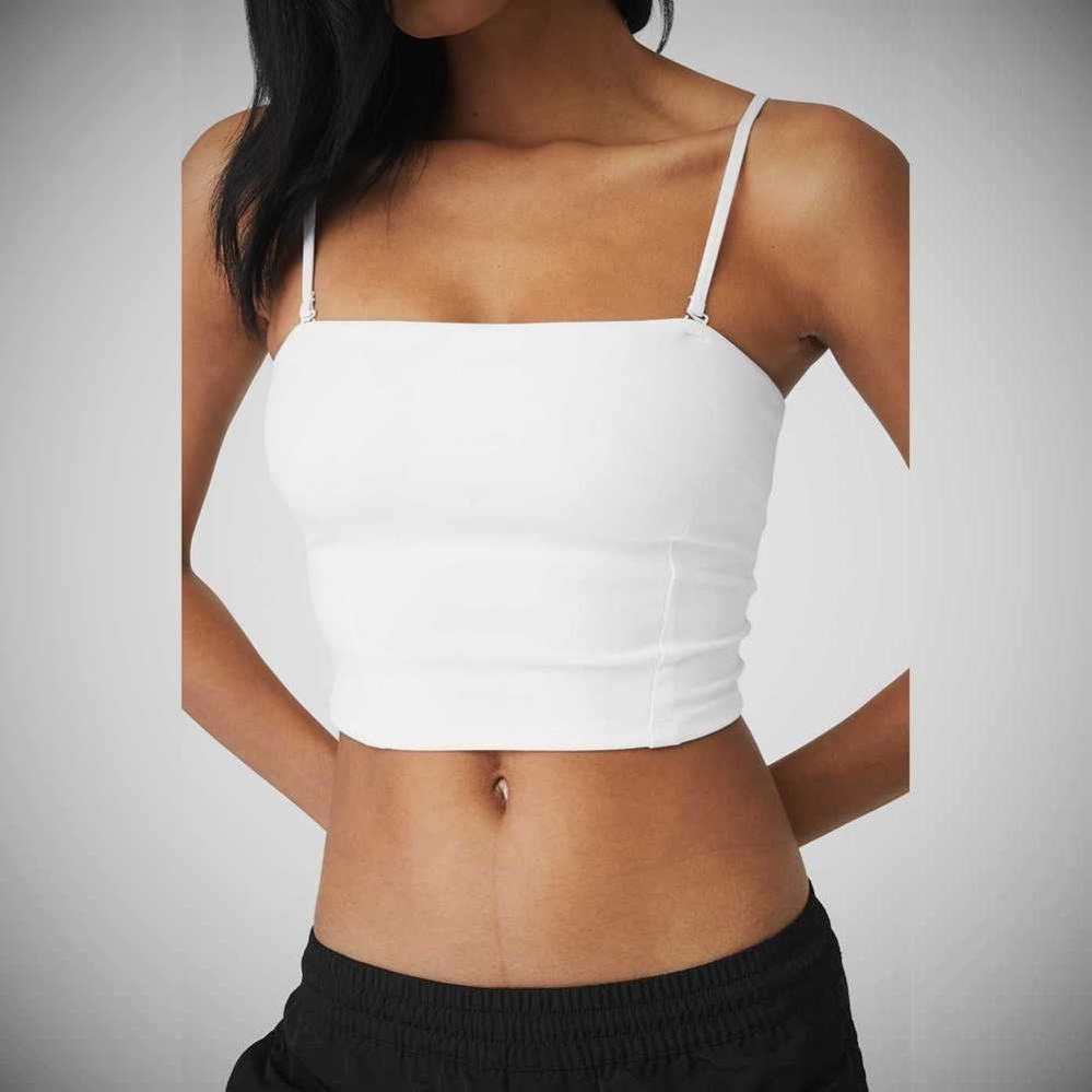 Alo Yoga Alosoft Convertible Sunkissed Bandeau Muskelshirt Damen Weiß | GYXFAH281