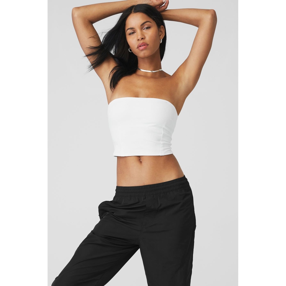 Alo Yoga Alosoft Convertible Sunkissed Bandeau Muskelshirt Damen Weiß | GYXFAH281