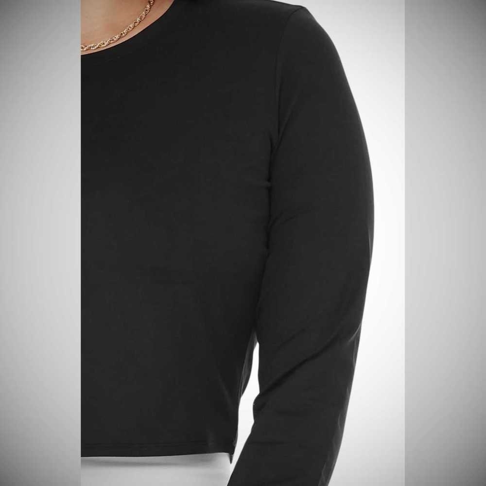 Alo Yoga Alosoft Crop Finesse Long Sleeve Damen Schwarz | CPKQIL021