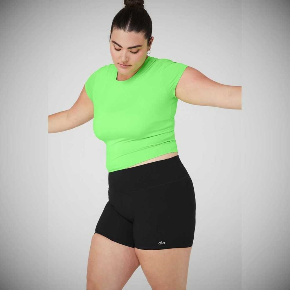 Alo Yoga Alosoft Crop Finesse Short Sleeve Damen Grün | IBNZTO269