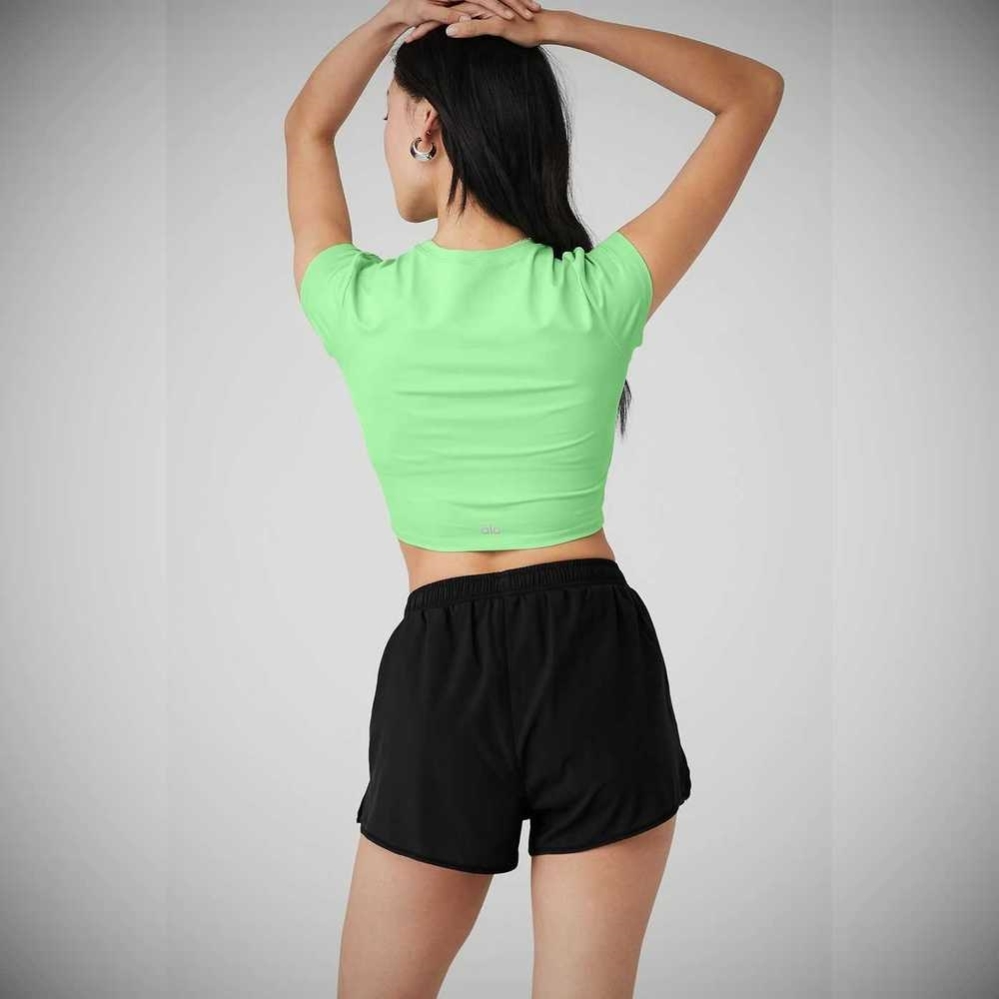 Alo Yoga Alosoft Crop Finesse Short Sleeve Damen Grün | MHQENJ350