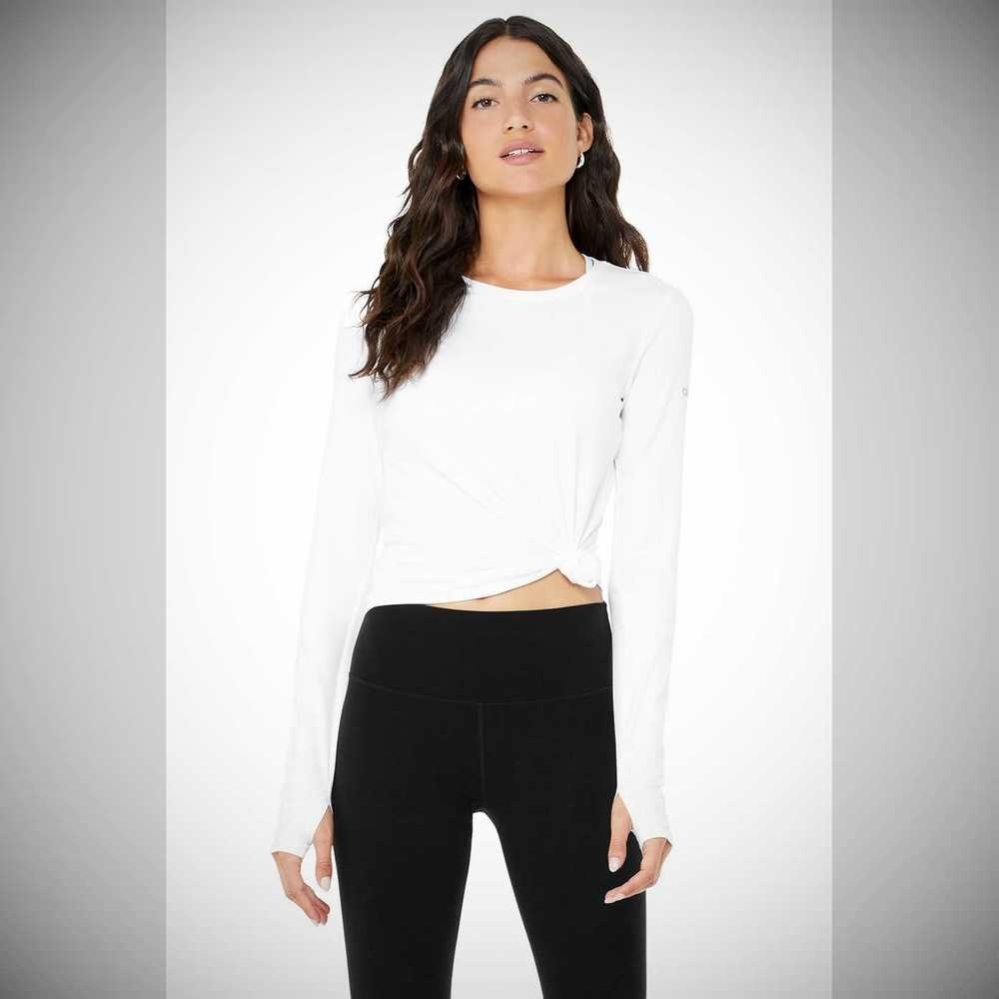 Alo Yoga Alosoft Finesse Long Sleeve Damen Weiß | NGLEVQ138