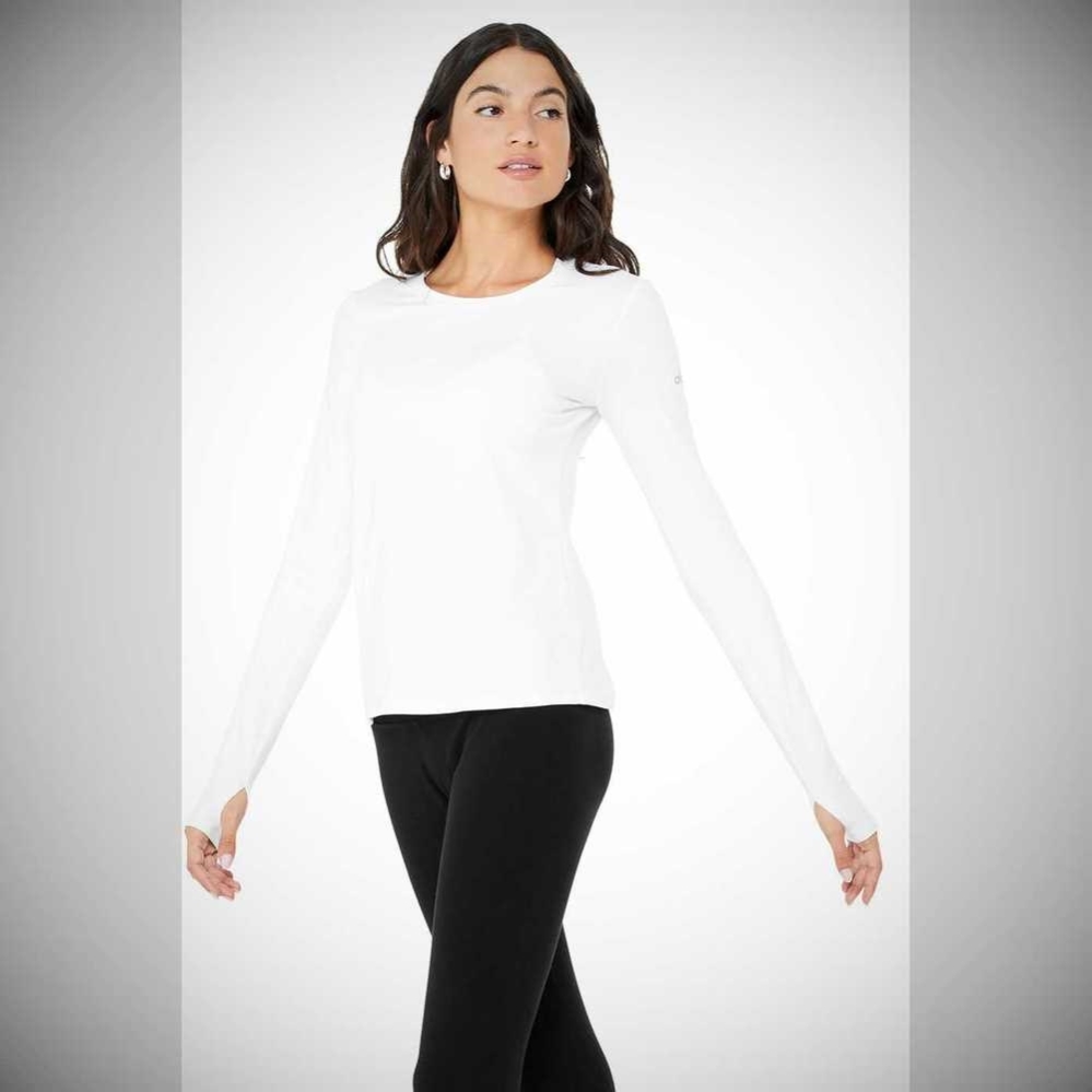 Alo Yoga Alosoft Finesse Long Sleeve Damen Weiß | NGLEVQ138