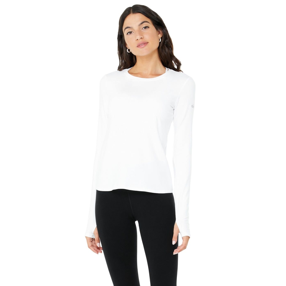 Alo Yoga Alosoft Finesse Long Sleeve Damen Weiß | NGLEVQ138