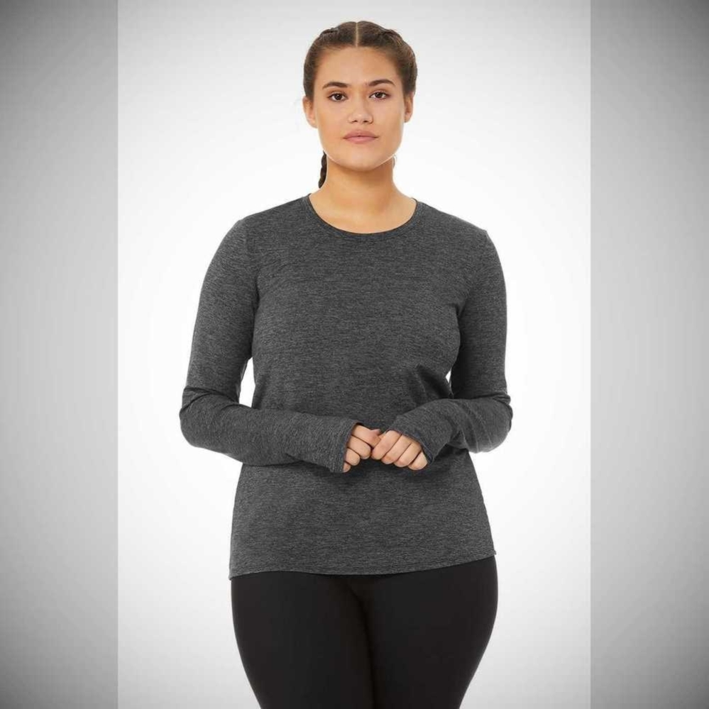 Alo Yoga Alosoft Finesse Long Sleeve Top Damen Dunkelgrau | TAFWVQ984