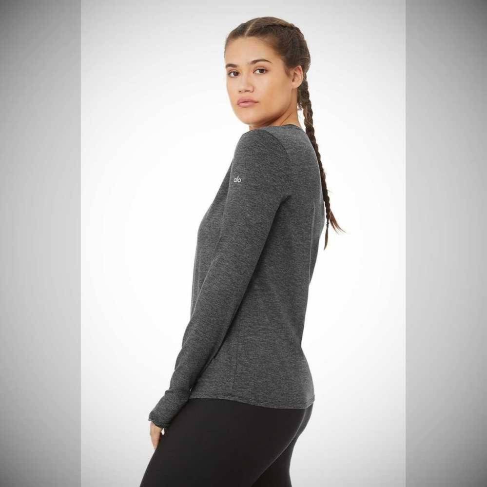 Alo Yoga Alosoft Finesse Long Sleeve Top Damen Dunkelgrau | TAFWVQ984