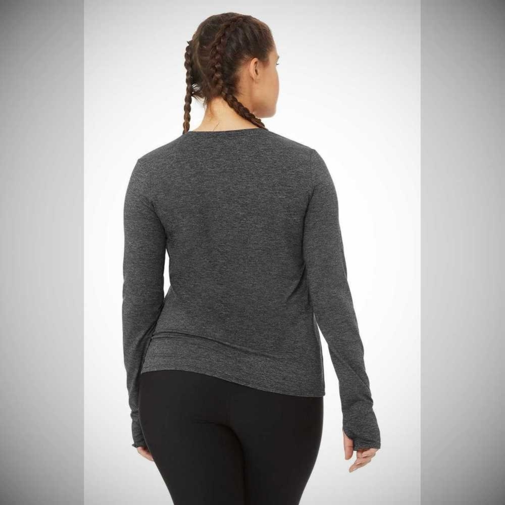 Alo Yoga Alosoft Finesse Long Sleeve Top Damen Dunkelgrau | TAFWVQ984