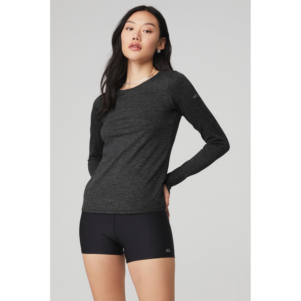 Alo Yoga Alosoft Finesse Long Sleeve Top Damen Dunkelgrau | TAFWVQ984