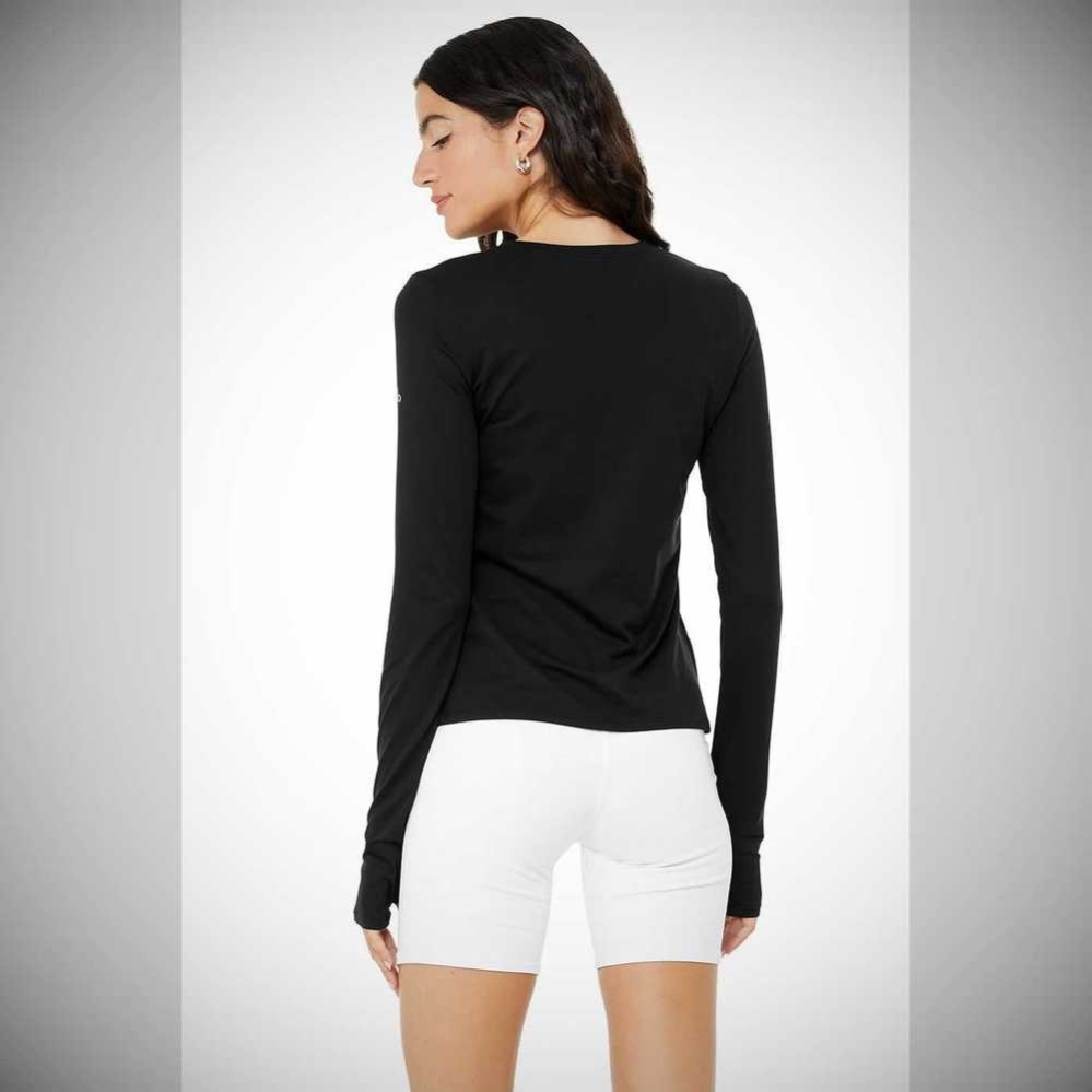 Alo Yoga Alosoft Finesse Long Sleeve Top Damen Schwarz | VKEXUR807