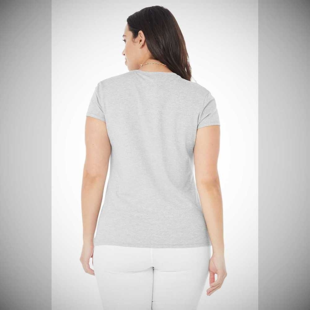 Alo Yoga Alosoft Finesse Tee Short Sleeve Damen Grau | ZVMSIF562