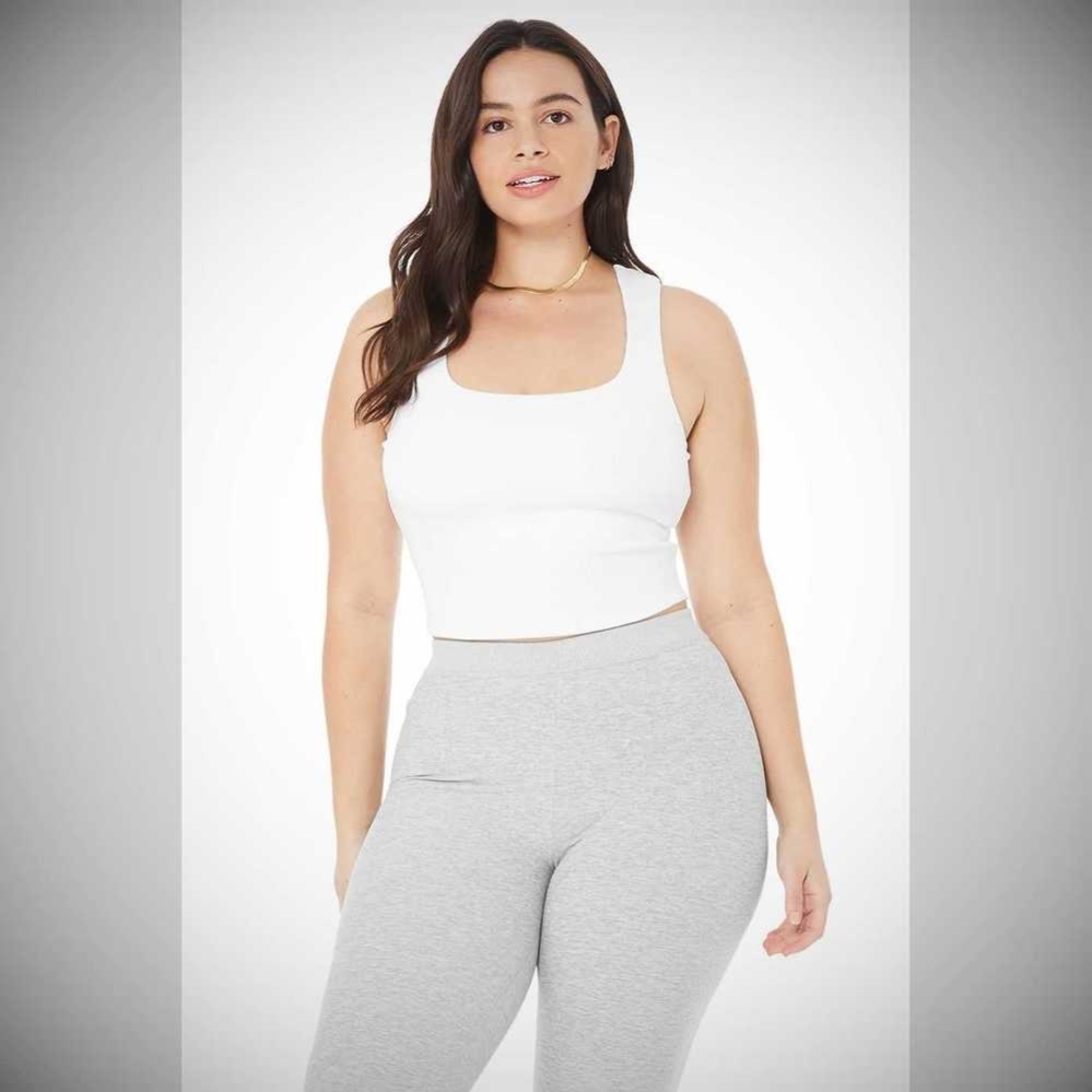 Alo Yoga Alosoft Gerippt Chic Muskelshirt Damen Weiß | QZHGPB675