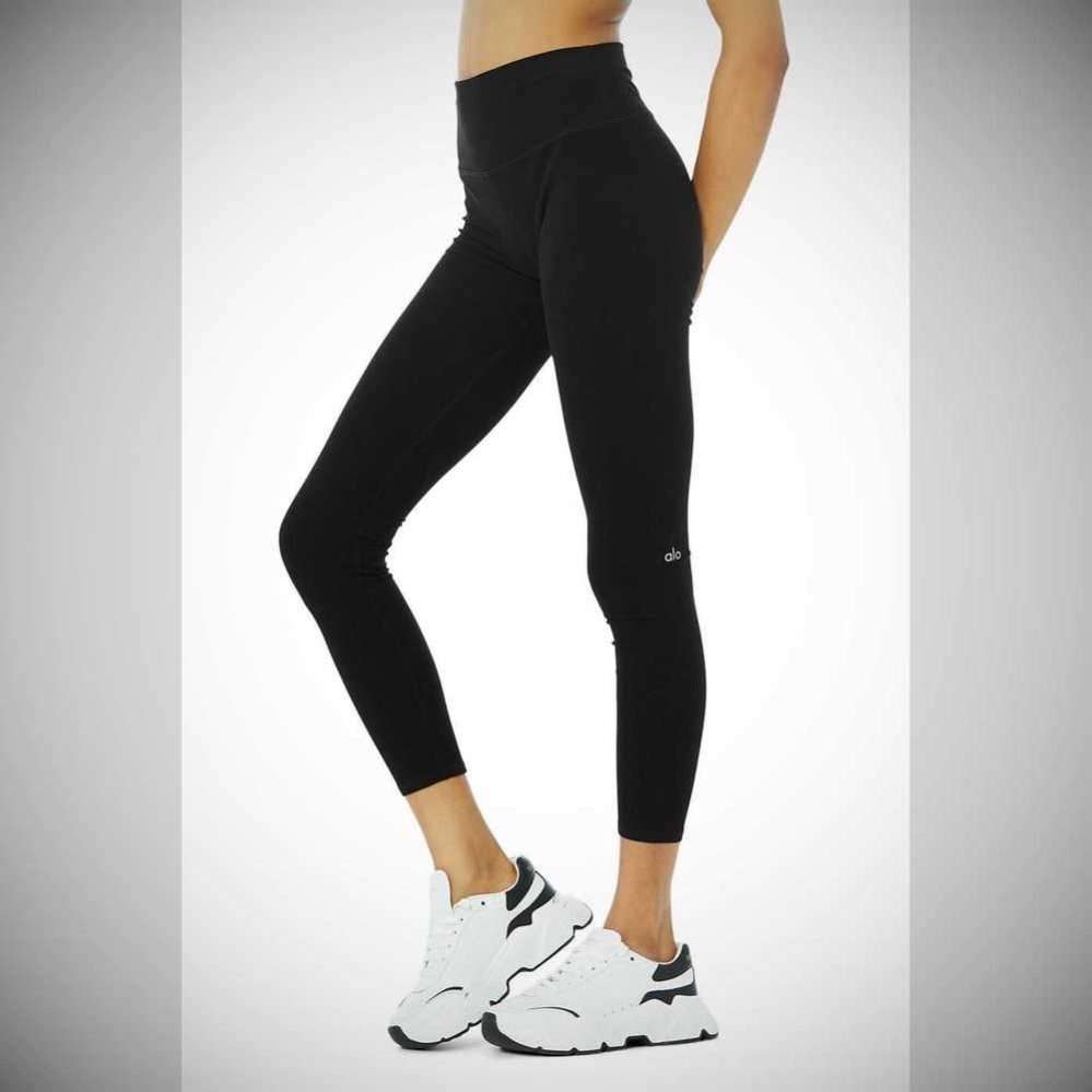 Alo Yoga Alosoft High-Taille 7/8 Highlight Leggings Damen Schwarz | GOAEVQ547