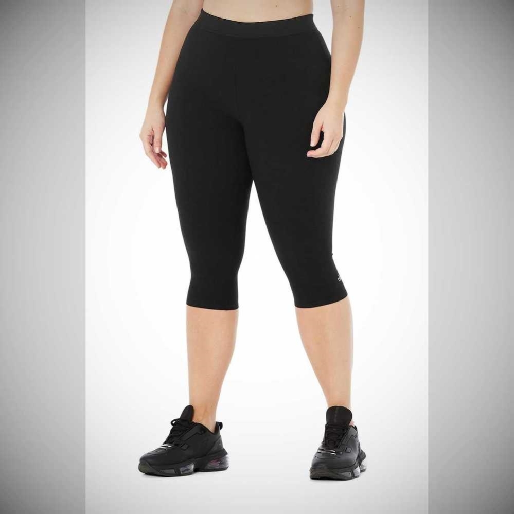 Alo Yoga Alosoft High-Taille Iconic 90'S Caprihose Damen Schwarz | IWNACD648