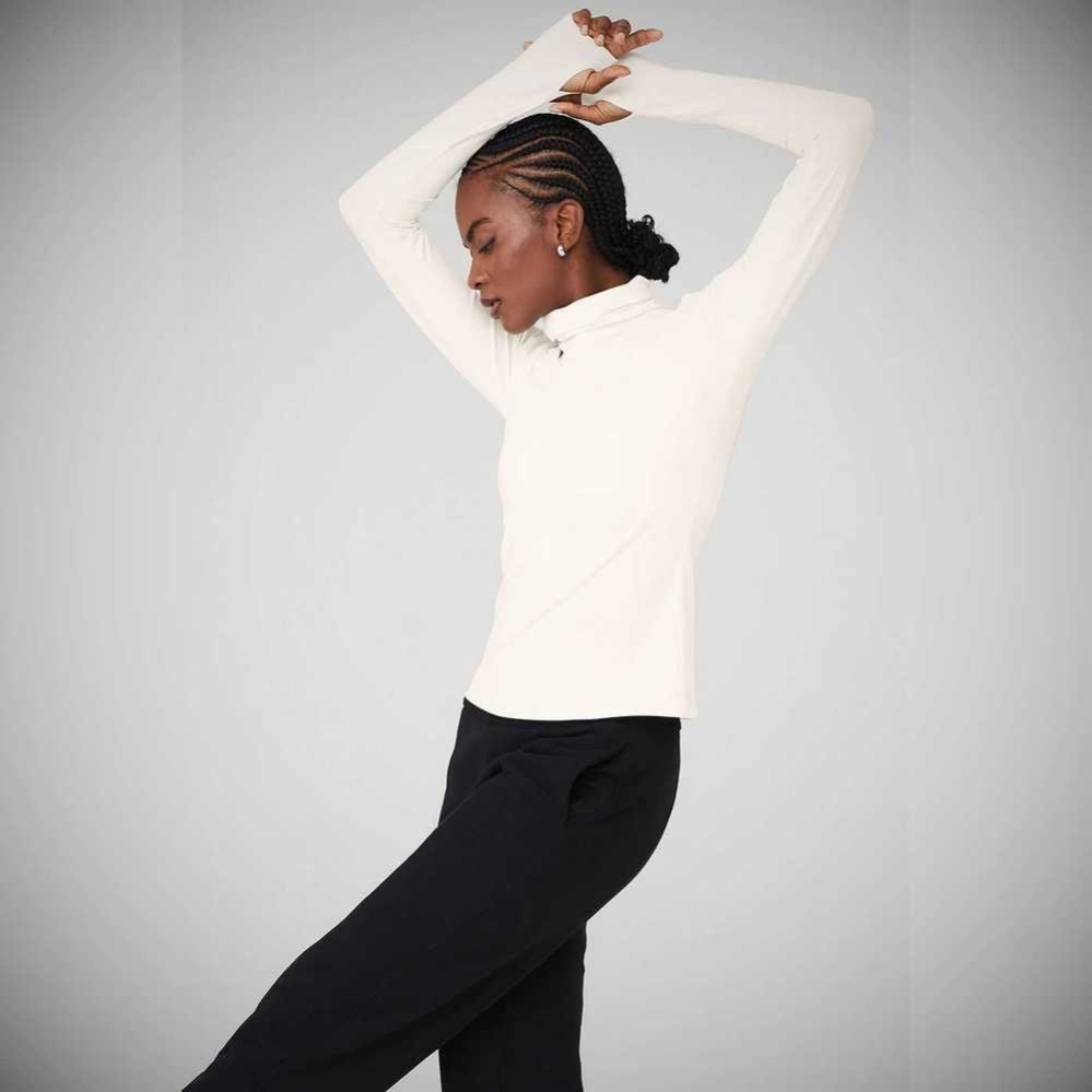 Alo Yoga Alosoft Refine Turtleneck Long Sleeve Damen Weiß | VEGLUR403