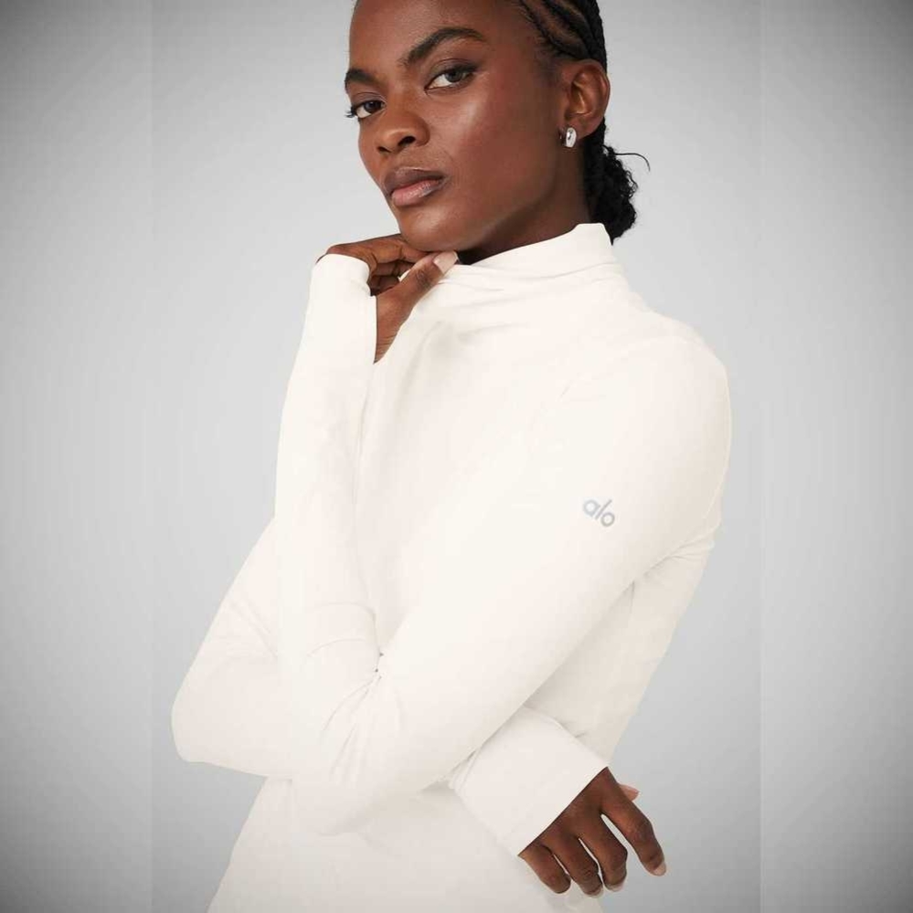 Alo Yoga Alosoft Refine Turtleneck Long Sleeve Damen Weiß | VEGLUR403