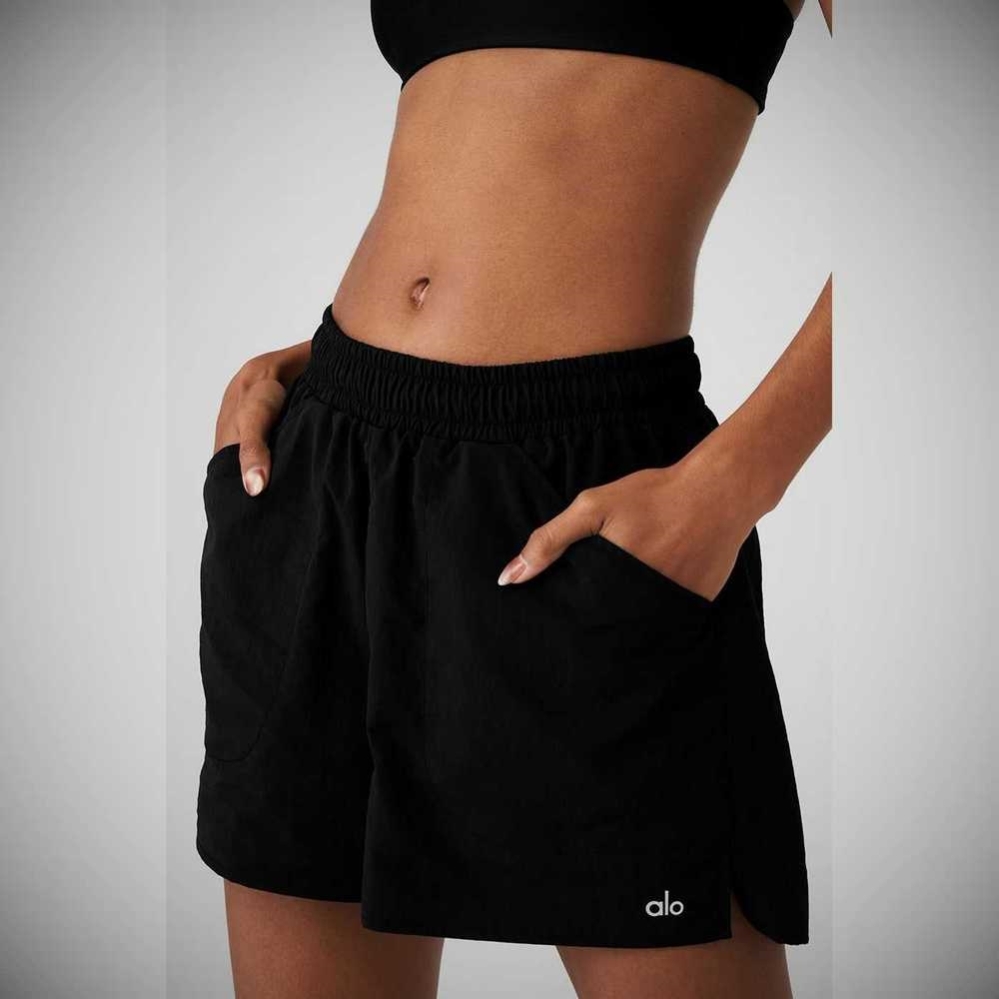 Alo Yoga Alumni Kurze Hose Damen Schwarz | JOLVUM351