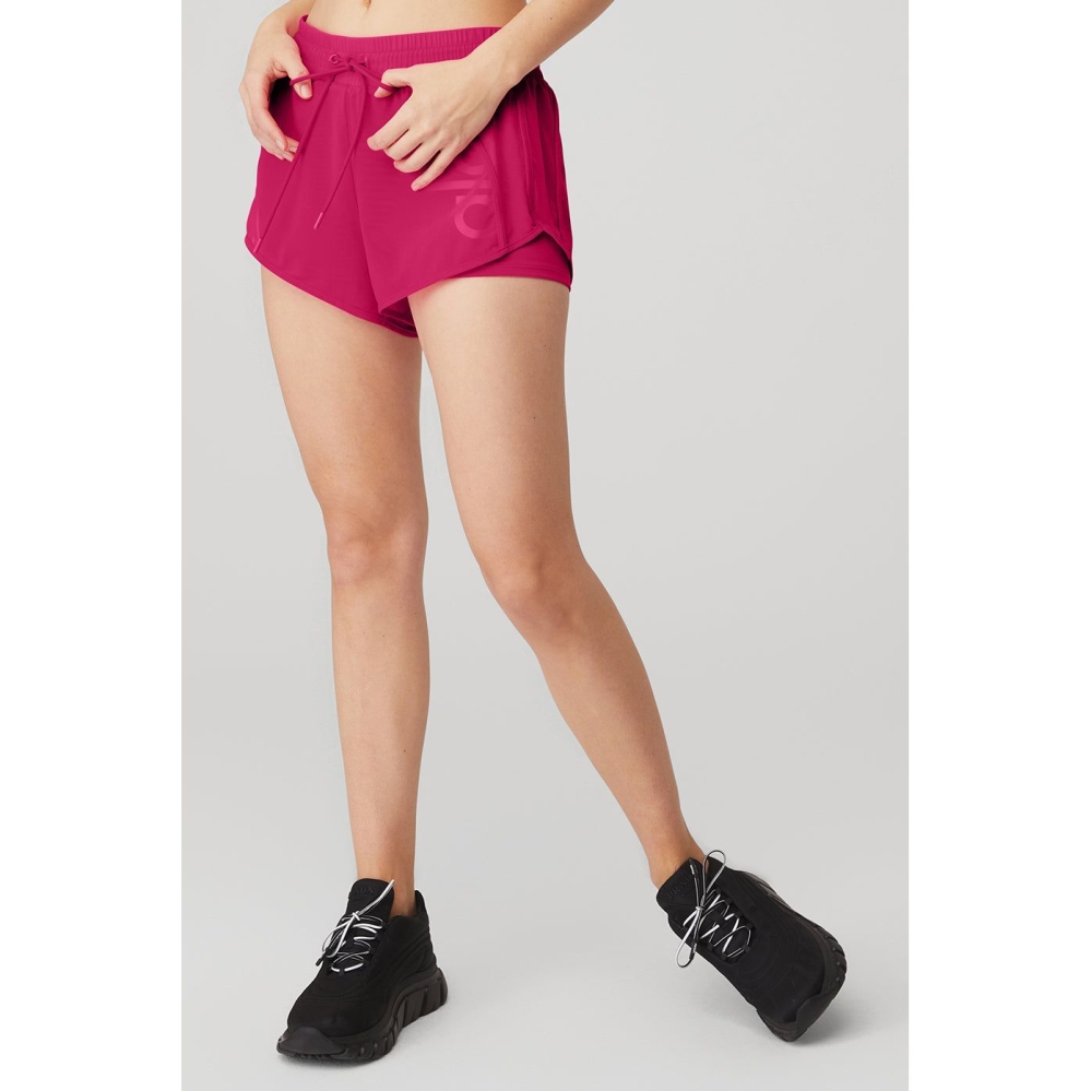 Alo Yoga Ambience Kurze Hose Damen Bordeaux Weiß | XWMEUB864