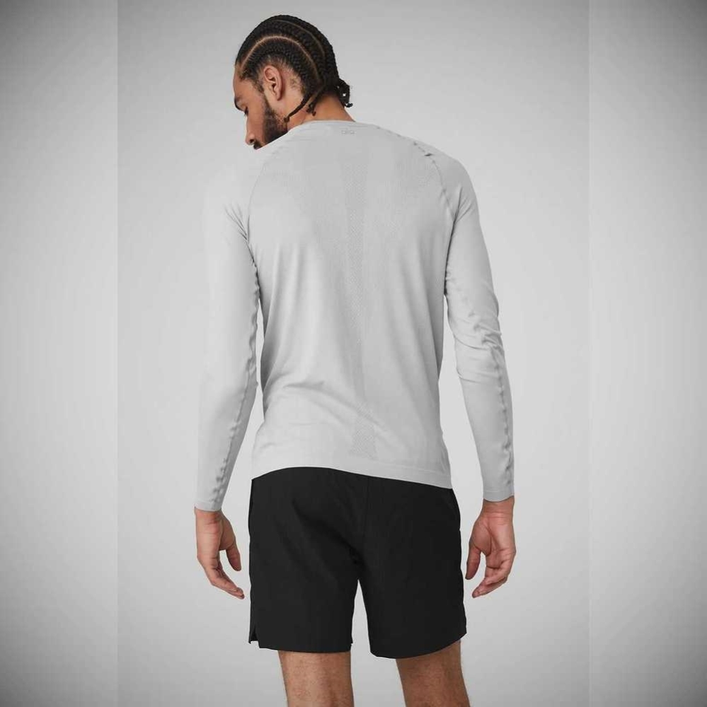 Alo Yoga Amplify Seamless Long Sleeve Herren Grau | ZGLFTA136