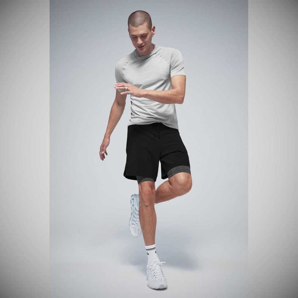 Alo Yoga Amplify Seamless Tee Short Sleeve Herren Grau | IJAKLR148