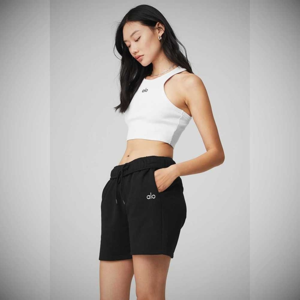 Alo Yoga Aspire Muskelshirt Damen Weiß Schwarz | HASBLR581