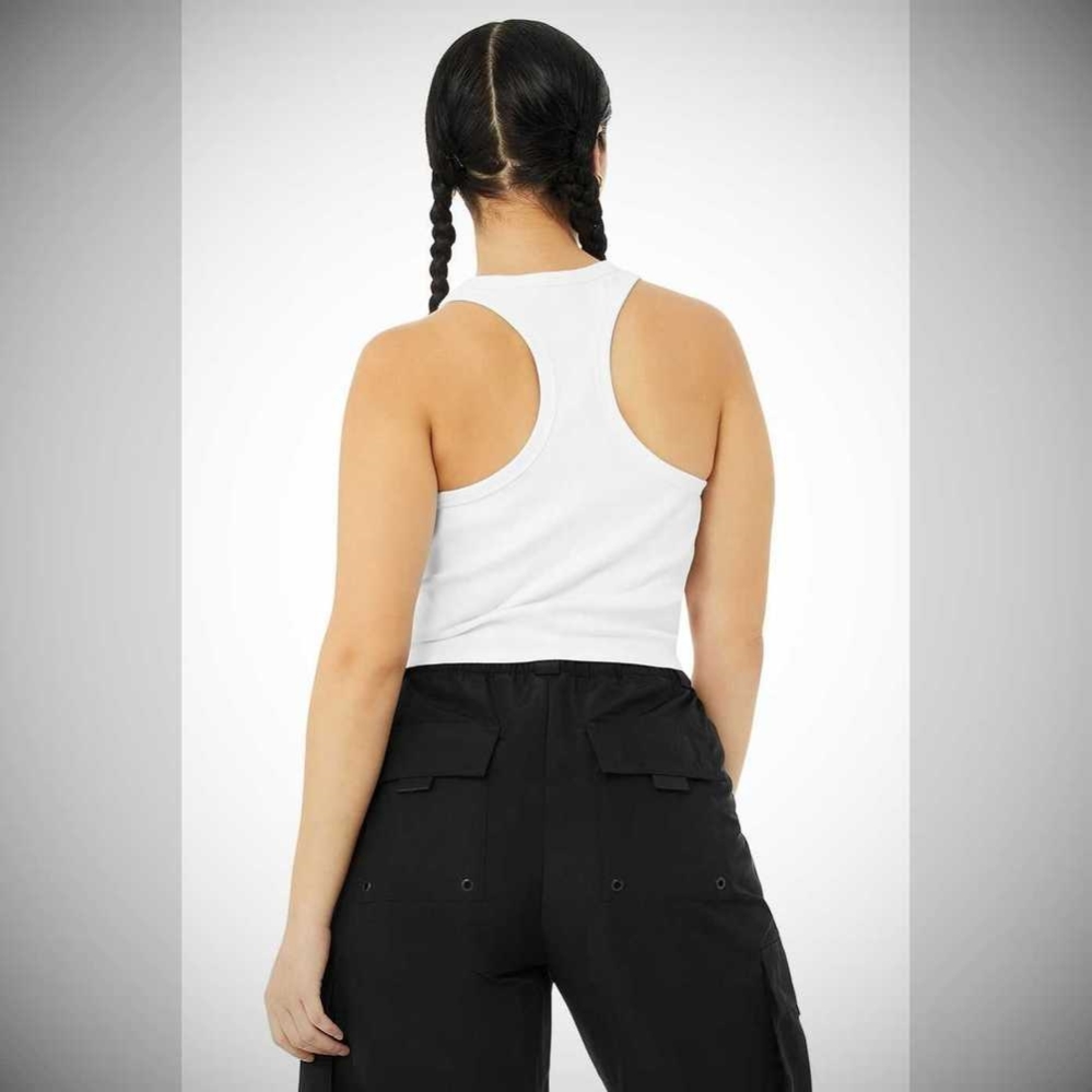 Alo Yoga Aspire Muskelshirt Damen Weiß Schwarz | HASBLR581