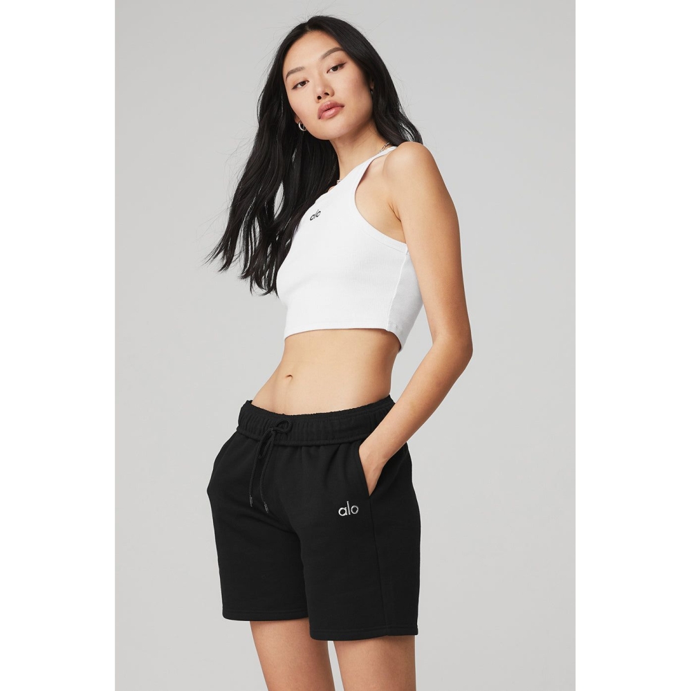 Alo Yoga Aspire Muskelshirt Damen Weiß Schwarz | HASBLR581