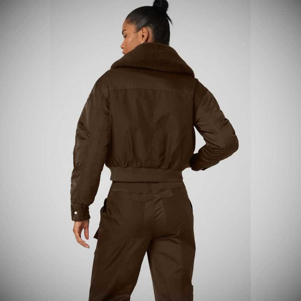 Alo Yoga Blaze Bomber Jacke Damen Kaffee | EJYSPQ416