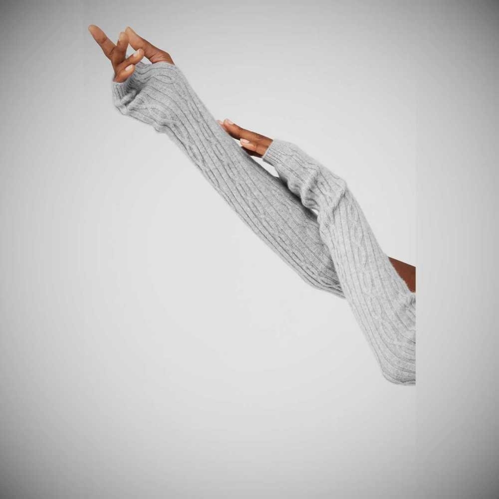 Alo Yoga Cable Knit Arm Warmers Handschuhe Damen Grau | JMFPYT741