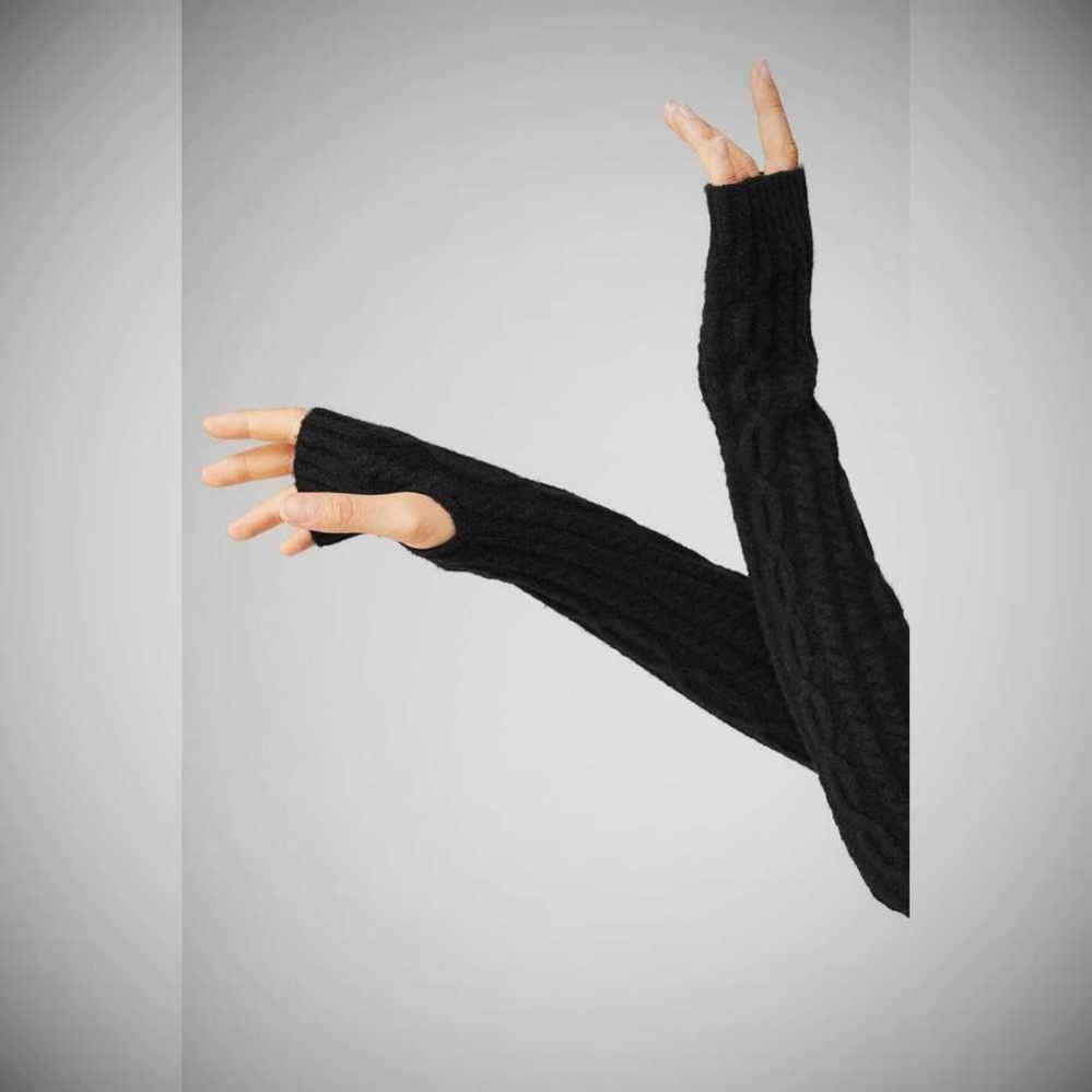 Alo Yoga Cable Knit Arm Warmers Handschuhe Damen Schwarz | LCIMBR945