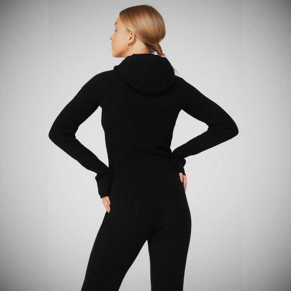 Alo Yoga Cashmere Gerippt Winter Dream Hoodies Damen Schwarz | TKRYXL072